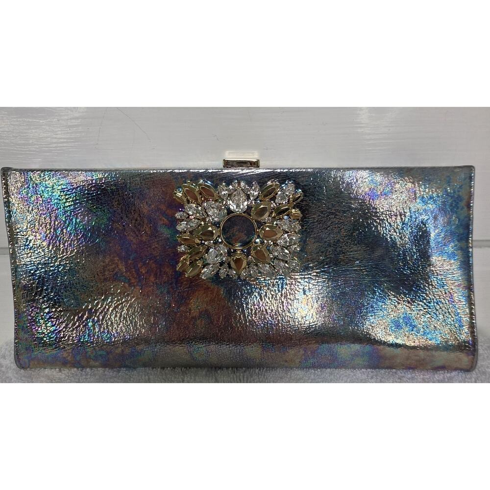 Roger Vivier Pilgrim Bolte De Nuit Iridescent Metallic Clutch Crystals w/COA - Picture 2 of 12